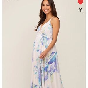 Pinkblush White and Blue Floral Maxi Dress NWT